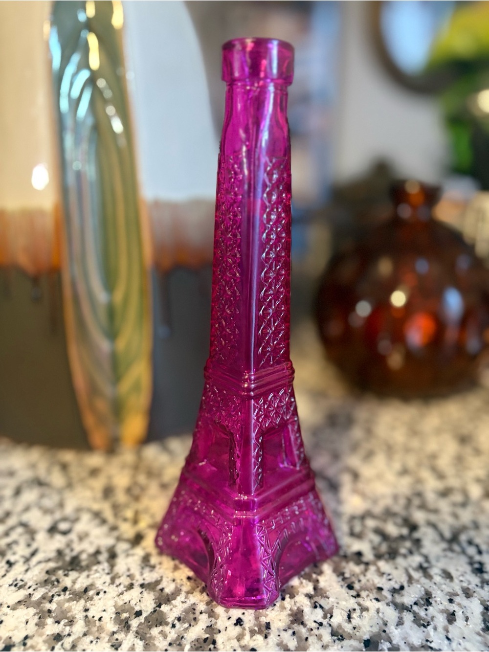 Pink Eiffel Tower Glass Accent Vase - Decorative Home Accent
